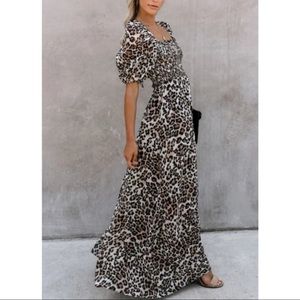 Leopard Smocked Maxi Dress